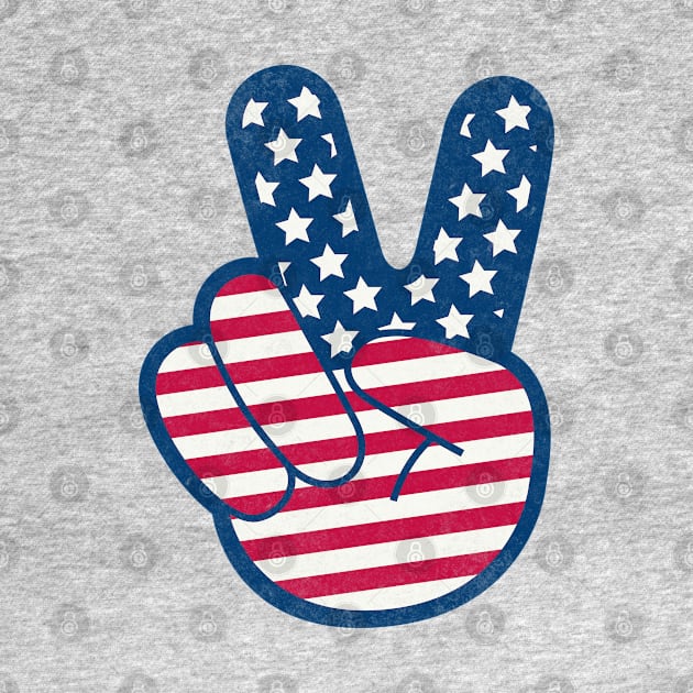 American Flag Retro Peace Sign Hand Distress by PUFFYP